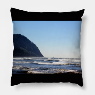 Tillamook Rock Lighthouse seen from Seaside beach Pillow