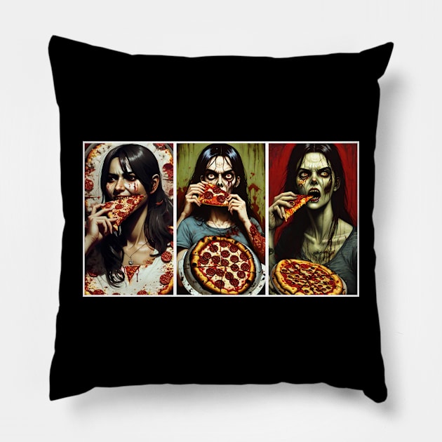 Pizza Zombies Pillow by Clown Barf