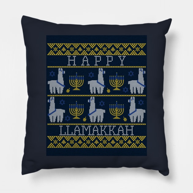 Happy Llamakkah Hannukah funny Pillow by Space Cadet Tees