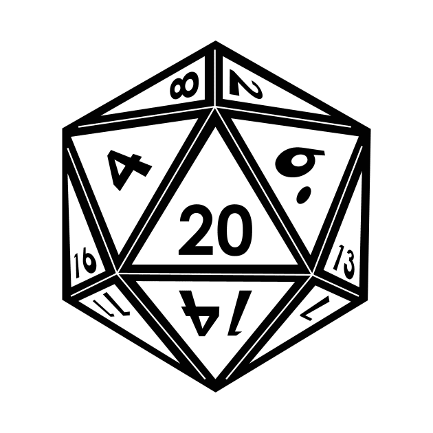 (Pocket) Transparent D20 Dice (Black Outline) by Stupid Coffee Designs