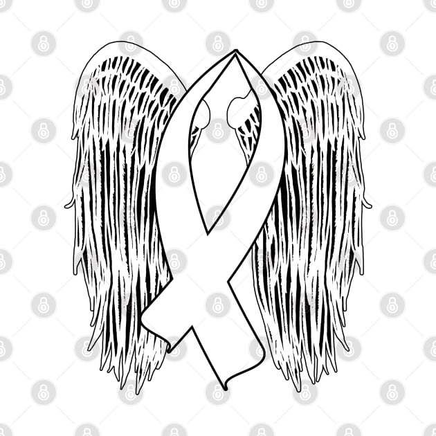 Winged Awareness Ribbon (White) by BlakCircleGirl