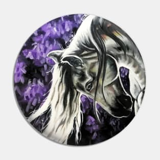 Stallion Among Wisteria Flowers Pin