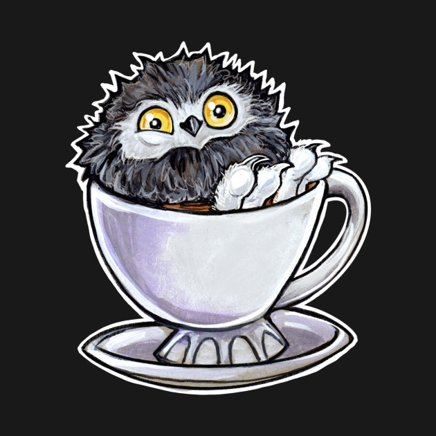 Snowy owl poof in a teacup by BiancaRomanStumpff