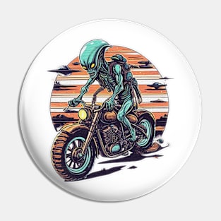 alien riding a motor bike Pin