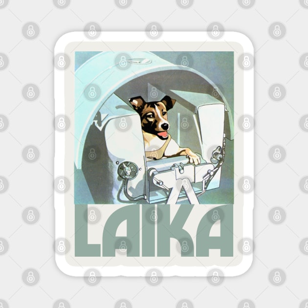 Laika /// Sputnik 2 Space Dog Magnet by DankFutura