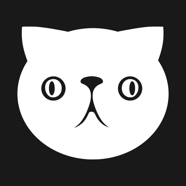 Persian cat's face. Derpy, cute chonk in white ink by croquis design