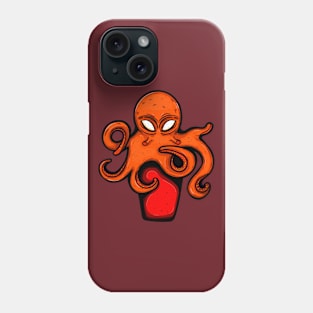 Cartoon octopus on bucket Phone Case