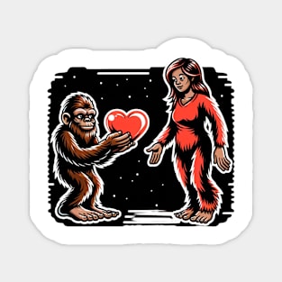 Weird Funny Bigfoot Valentine, Lady Bigfoot, Sasquatch Hunter Magnet