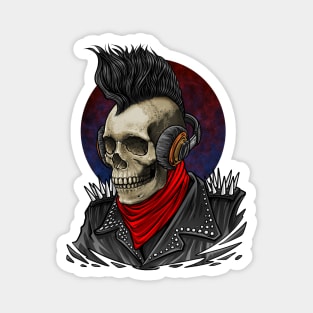Punk Rocker Skull Magnet