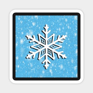 Snowflake on Teal Blizzard Background Snow Lover Home Decor & Gifts Winter Magnet