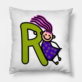 Letter R for girls alphabet Kids Colorful Cartoon Character Pillow