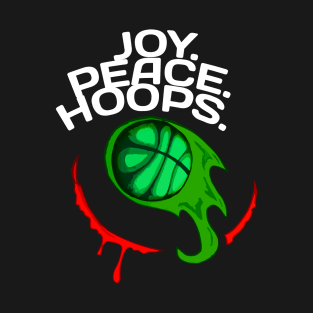 Joy Peace Hoops Basketball - Sporty Abstract Graphic Novelty Gift - Art Design Typographic Quote T-Shirt