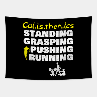 standing runing pushing calisthenics Tapestry