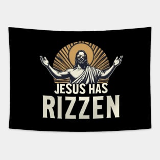 Jesus Has Rizzen Funny Christian Rise Sarcastic Novelty Pun Tapestry