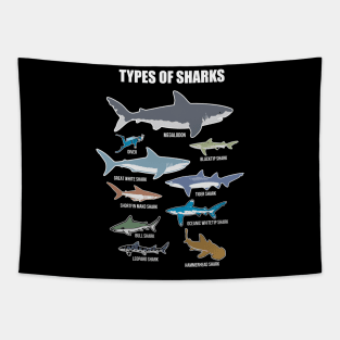 9 Types Of Shark' Educational Shark Tapestry