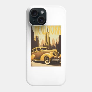 New York Car Vintage Travel Art Poster Phone Case