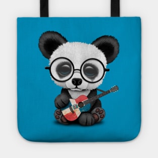 Baby Panda Playing Dominican Flag Guitar Tote