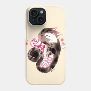 Rose in cat heart Phone Case