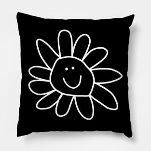 Daisy Doodle Flower in White Pillow