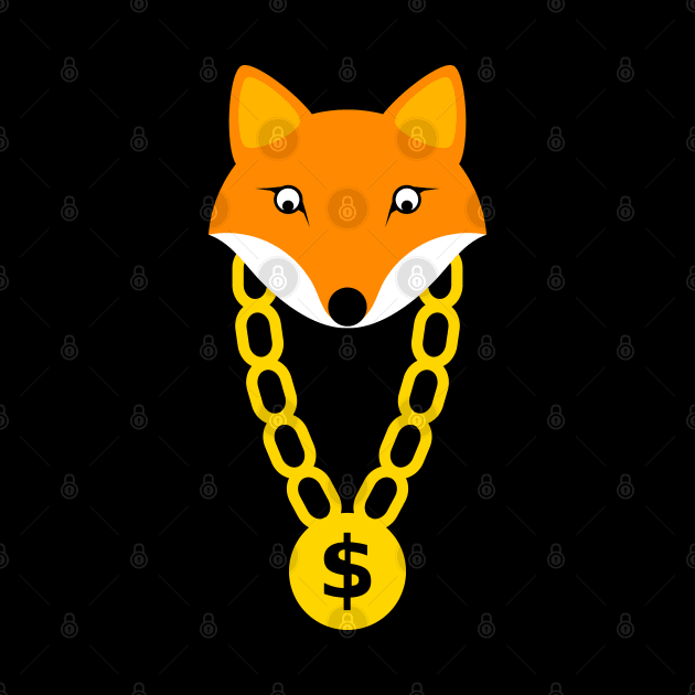 Cute Fox With Gold Chain And Dollar Symbol by Bohnenkern