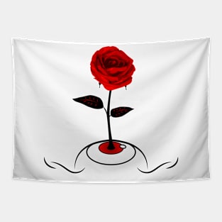 Red Rose Blooming From Eye / Light Clothes Tapestry