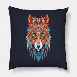 Wolf Mandala Animal Ilustration Pillow