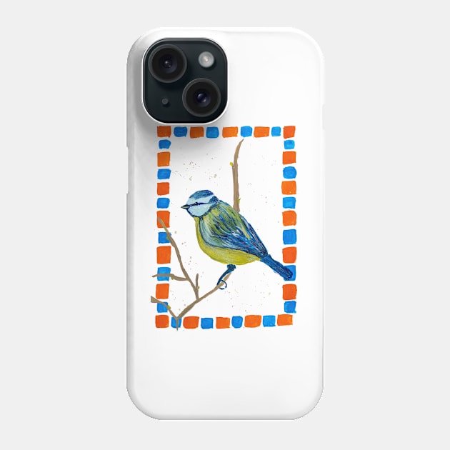 Blue tit illustration Phone Case by Colzo Art