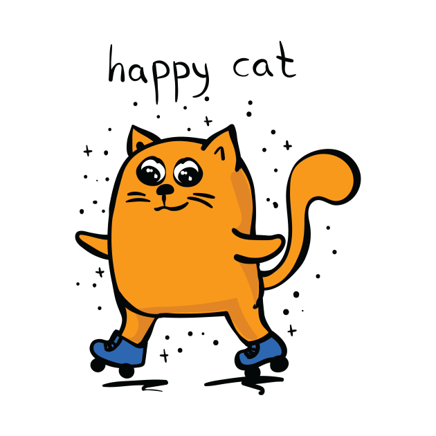Happy Cat In Roller Skates by LaarniGallery