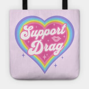 Support Drag Retro Rainbow Heart LGBTQ Kawaii Cute Gay Pride Tote