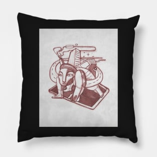 Abstract man with urban symbols on his back Pillow