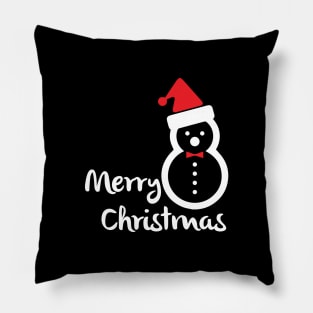 Merry Christmas Happy Snowman With Santa Hat - Merry Christmas Gift Pillow