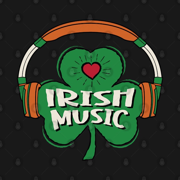 Irish Music Shamrock Headphones St. Patrick's Day Men Women by Graphic Duster