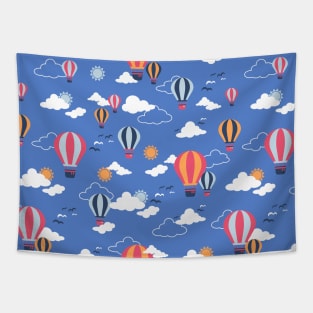 Hot Air Balloon in Blue Sky Pattern II Tapestry