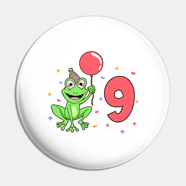 I am 9 with frog - kids birthday 9 years old Pin by Modern Medieval Design