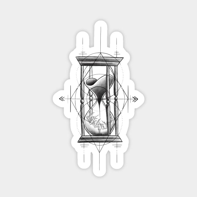 Classic Hour Glass with Sand and Ice with Geometrical Tattoo Design Magnet by Tred85