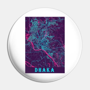 Dhaka Neon City Map, Dhaka Minimalist City Map Art Print Pin