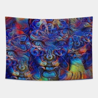 Abstract fractal faces Tapestry