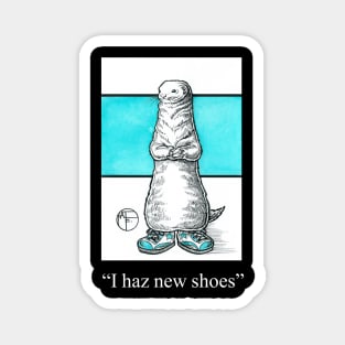 Ferret in Big Shoes - I Haz New Shoes - White Outlined Version Magnet