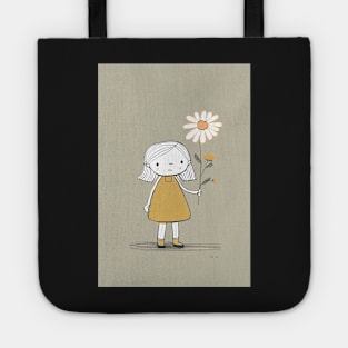 Cute Girl with Flower Illustration Tote