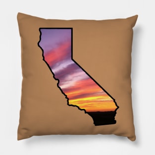 California Golden State Sunset Outline Pillow