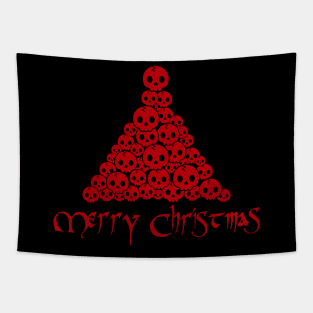 Merry Christmas Skull Tree for Goths Tapestry