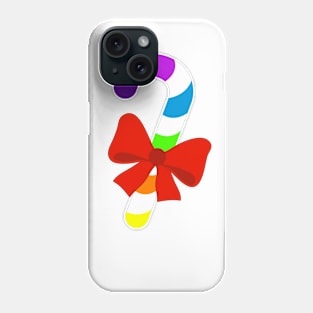 RAINBOW MULTICOLORED CHRISTMAS CANDY CAN WITH RED BOW Phone Case