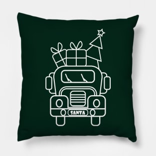 Outline white Christmas truck front view Pillow