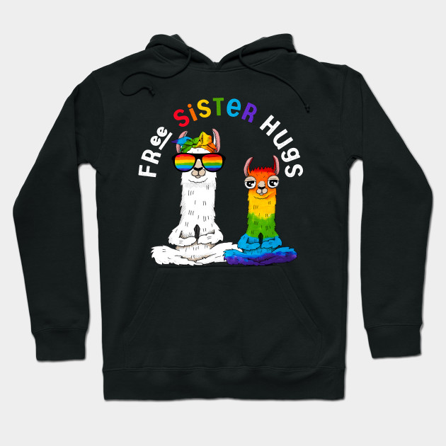 Free Sister Hugs Llama Shirt Gay Pride Lgbt Rainbow Flag T Shirt