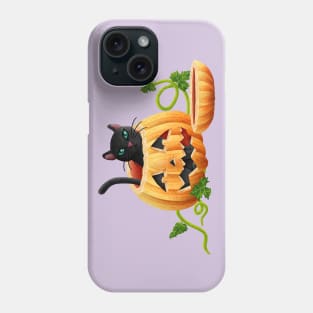 Cat sitting in a Halloween pumpkin Phone Case