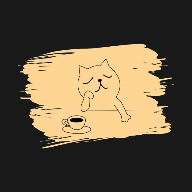 Minimalism Design of Coffee and Cat by Discoverit