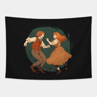 Partying Little Ones - Minimalist - Black - Fantasy Tapestry