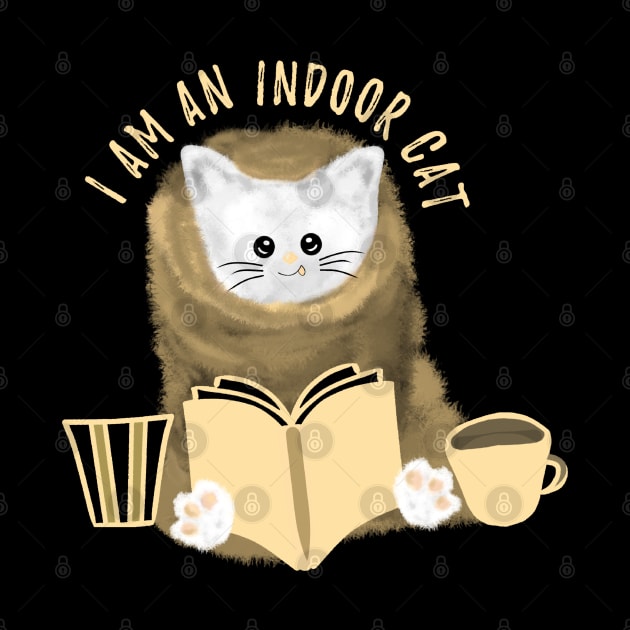 Introvert book lover coffee lover boba tea lover cute cat by Saishaadesigns