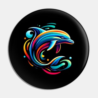 Animal work Dolphin Stylish Vivid Color Geometric Pin