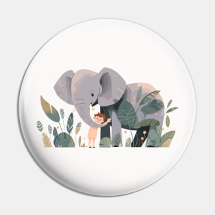 Cute Elephant Animal Loving Cuddle Embrace Children Kid Tenderness Pin